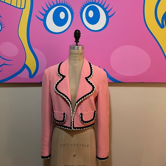 Moschino Cheap Chic Pink Black Crop Jacket - Picture 1 of 15